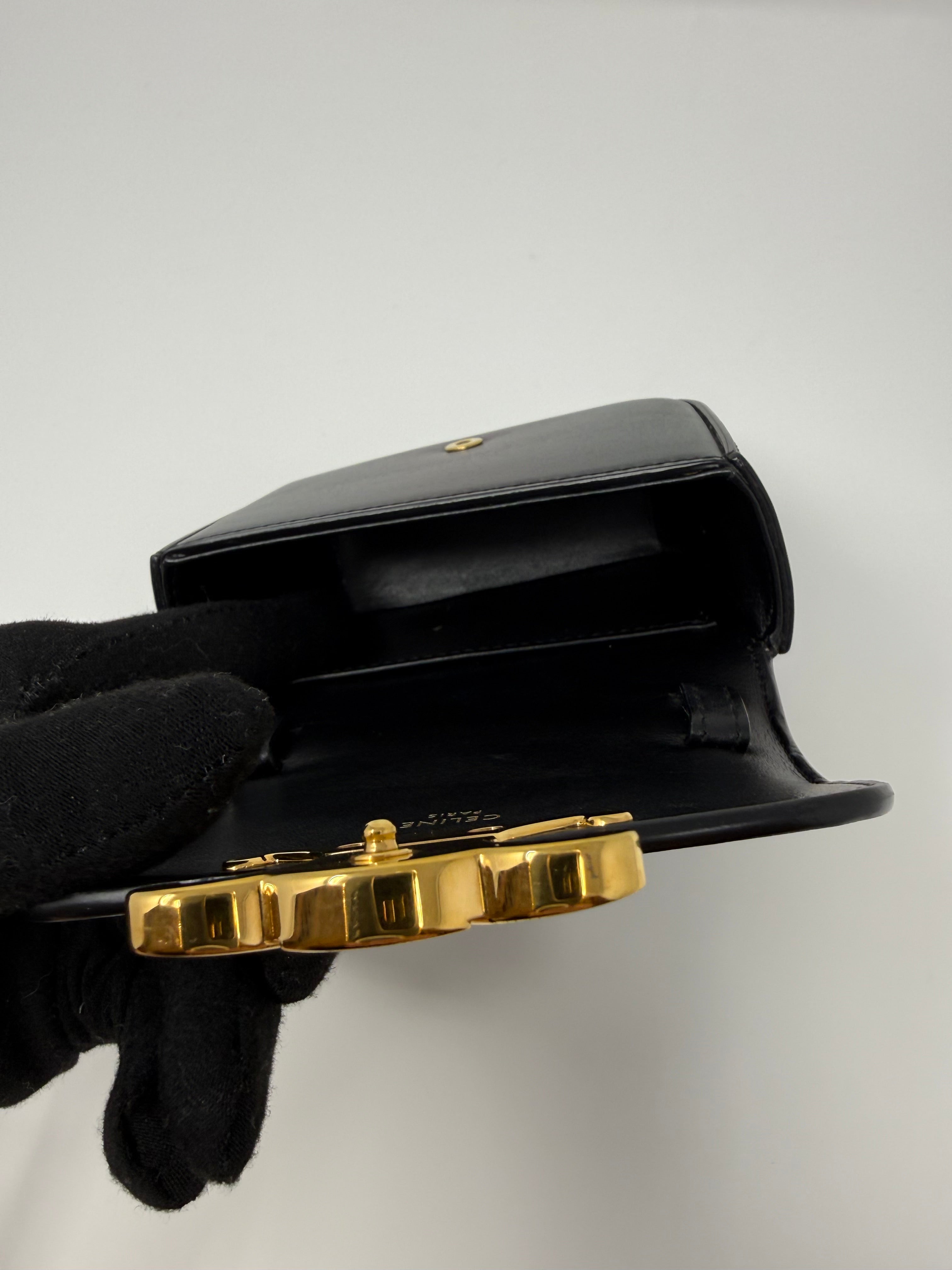 Celine Mini Triomphe Flap Bag – Black Leather