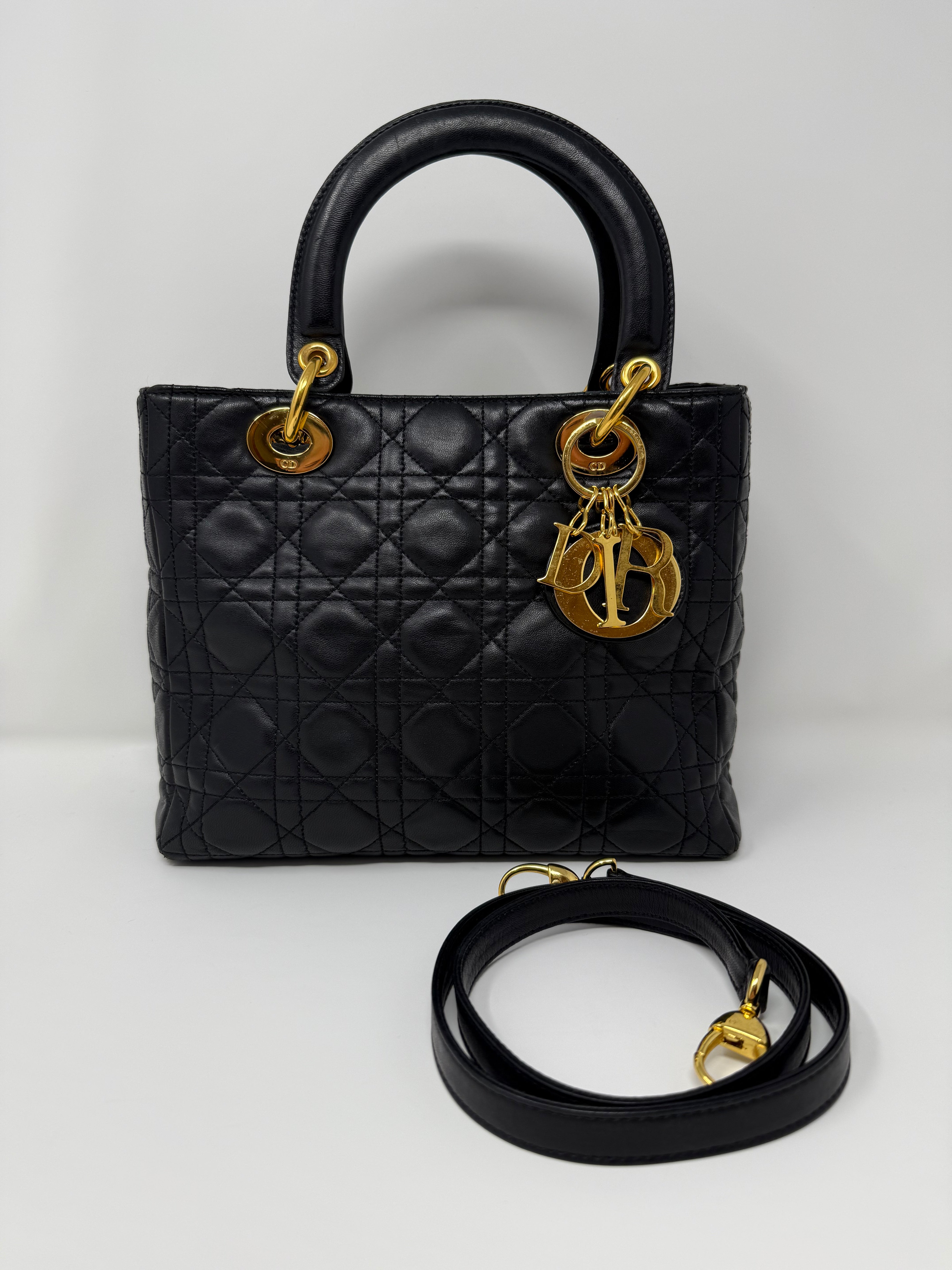 Dior - Medium Lady Dior – Black Quilted Lambskin (Vintage)