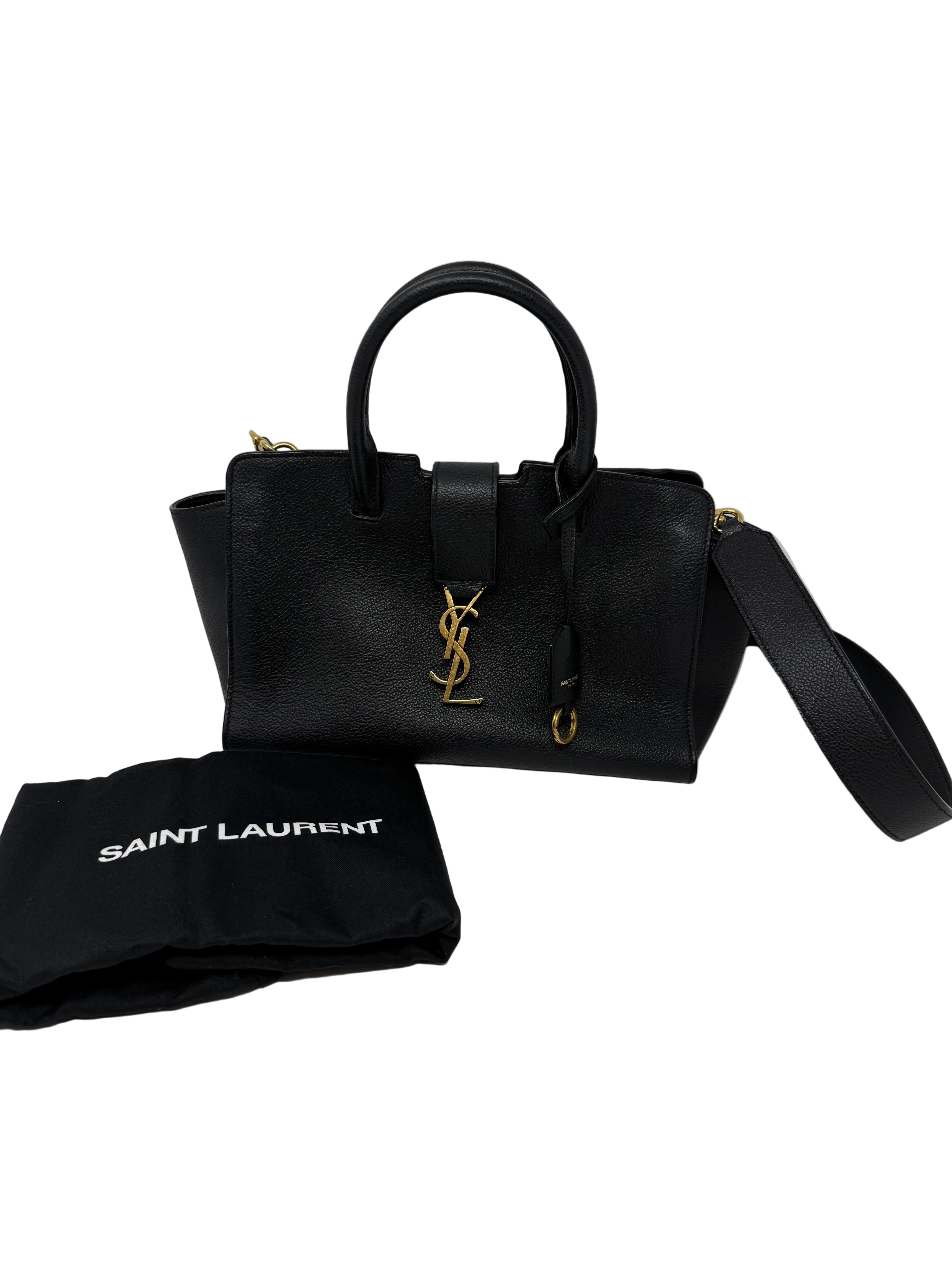 Saint Laurent (YSL) Downtown Cabas – black grained leather, Baby Size