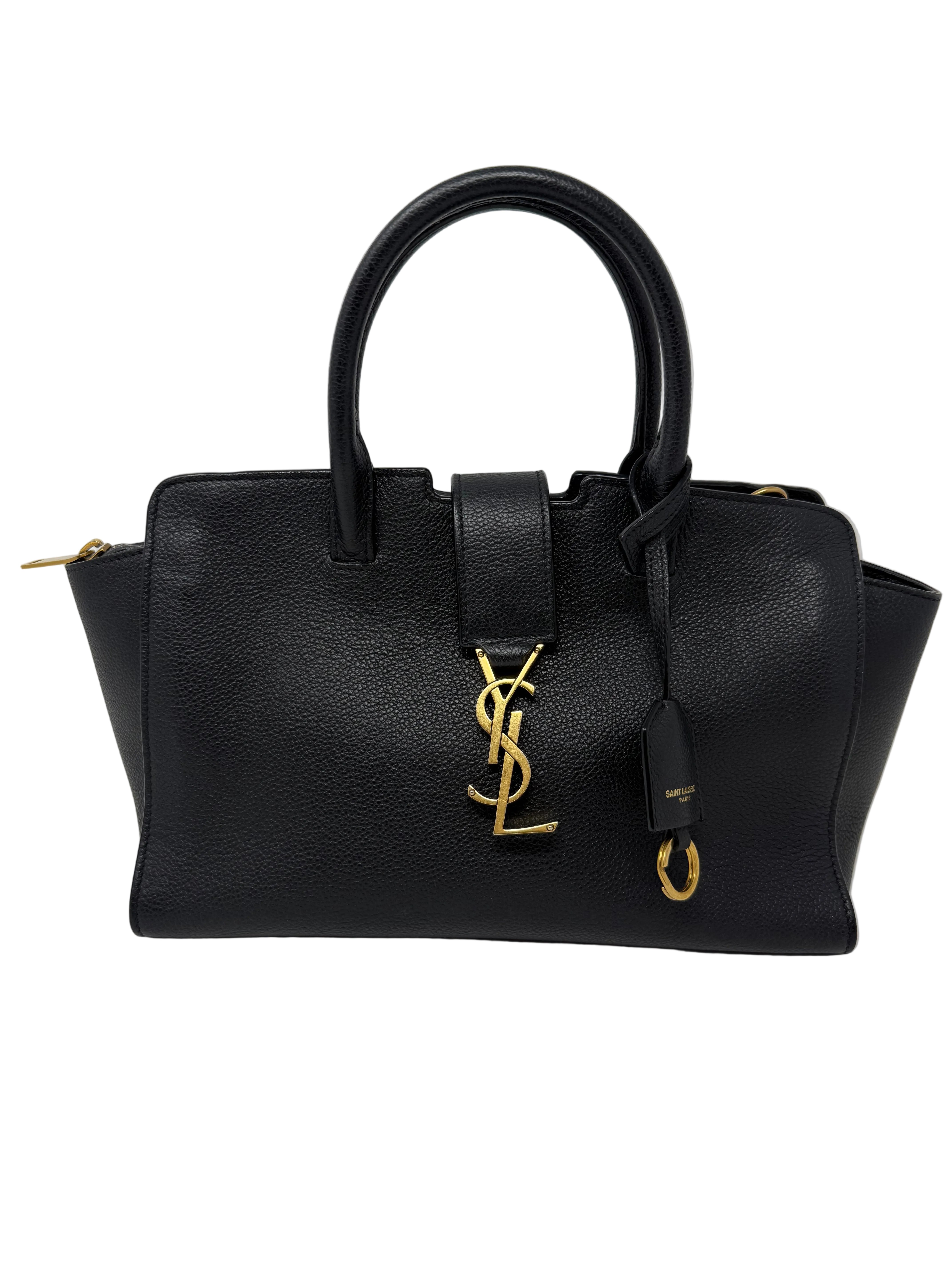 Saint Laurent (YSL) Downtown Cabas – black grained leather, Baby Size