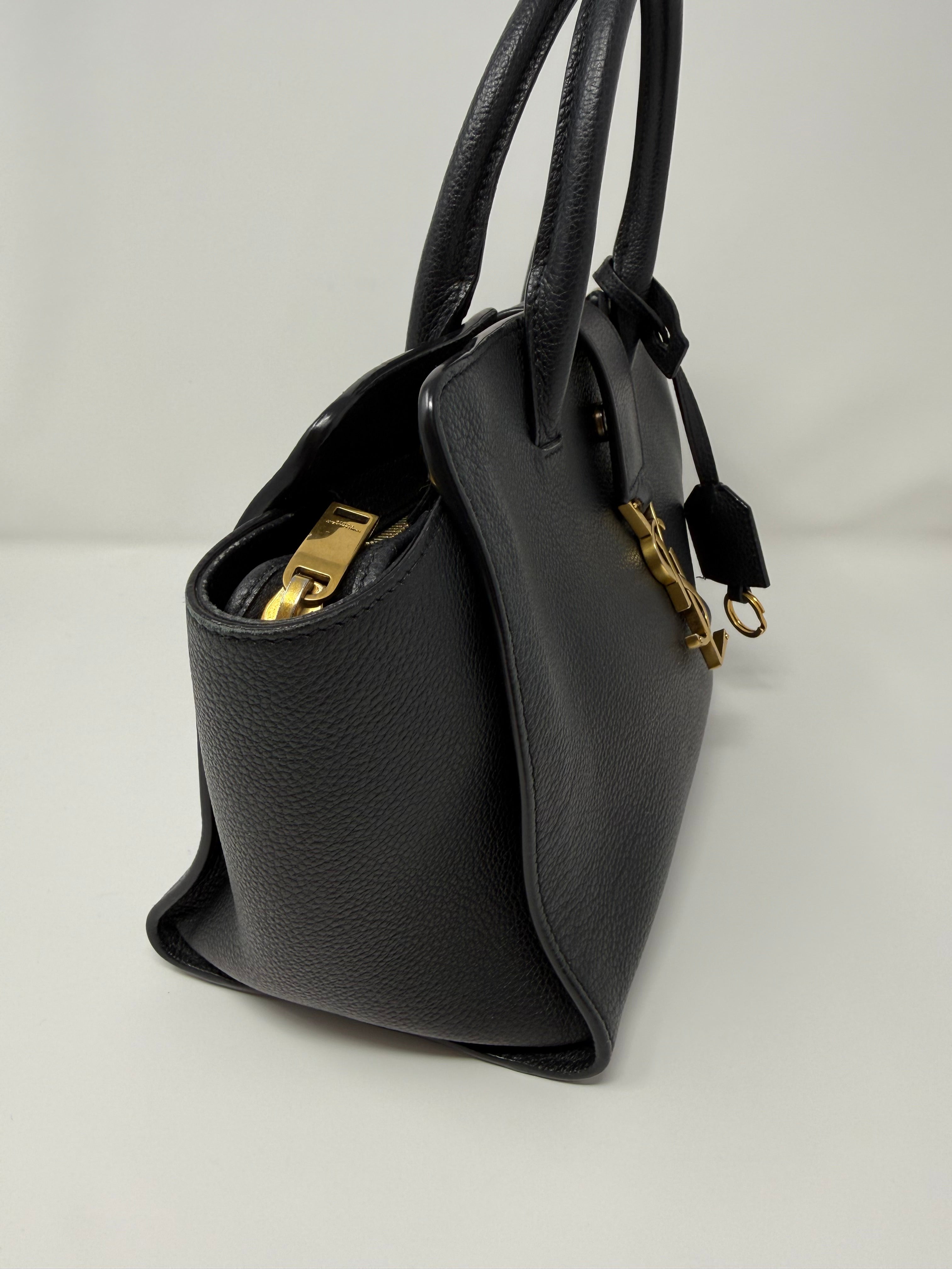 Saint Laurent (YSL) Downtown Cabas – black grained leather, Baby Size