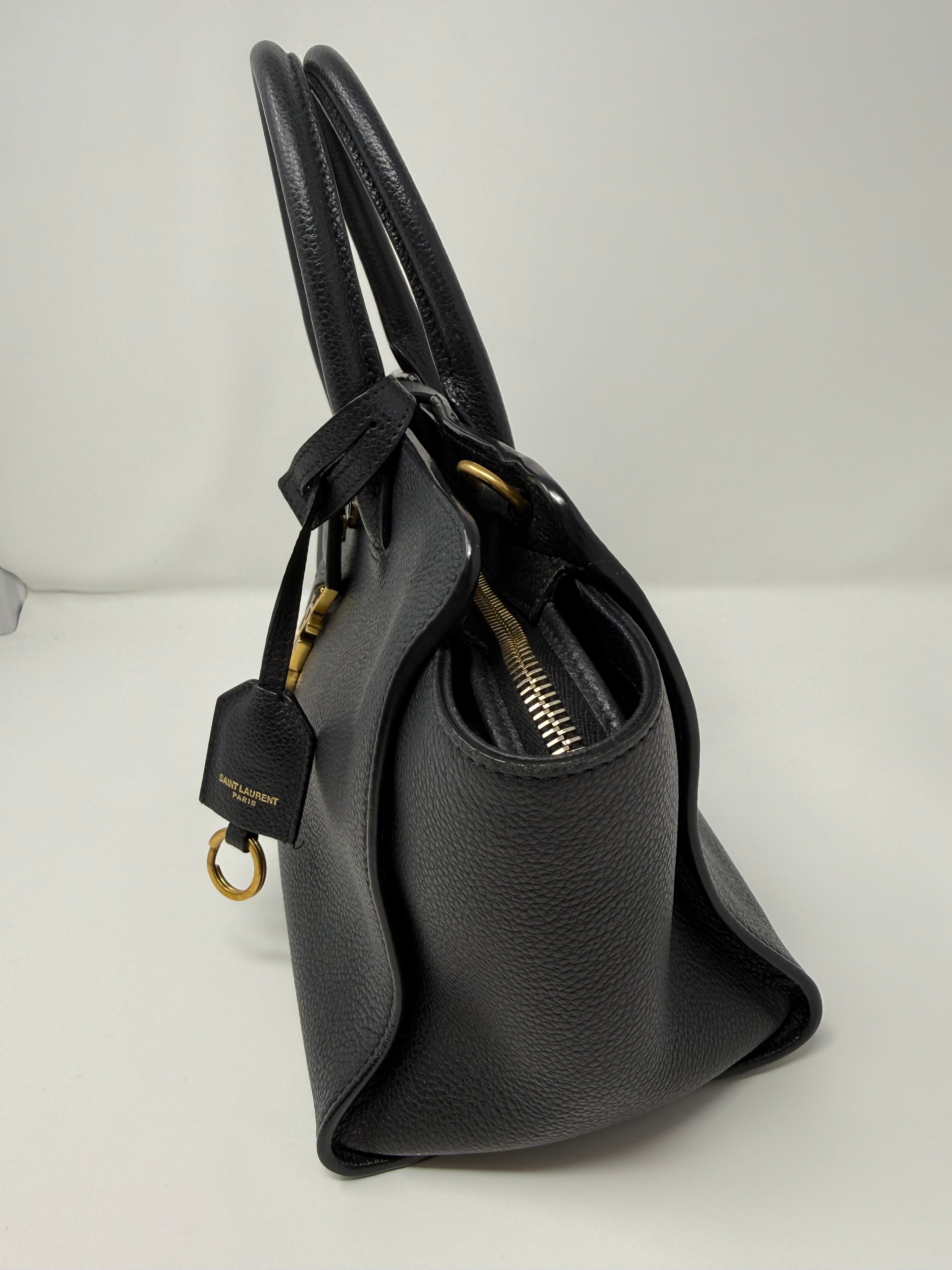 Saint Laurent (YSL) Downtown Cabas – black grained leather, Baby Size