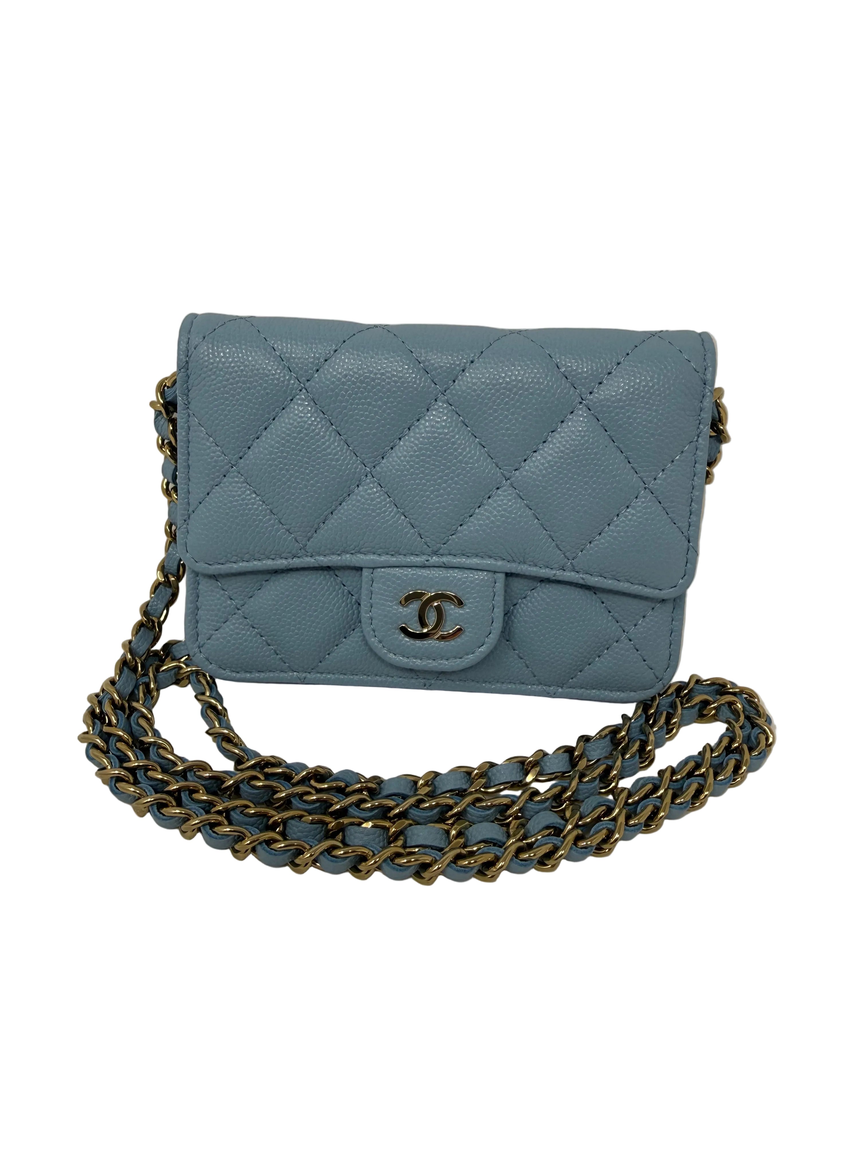 Chanel Mini Wallet on Chain (WOC) – Light Blue Caviar Leather