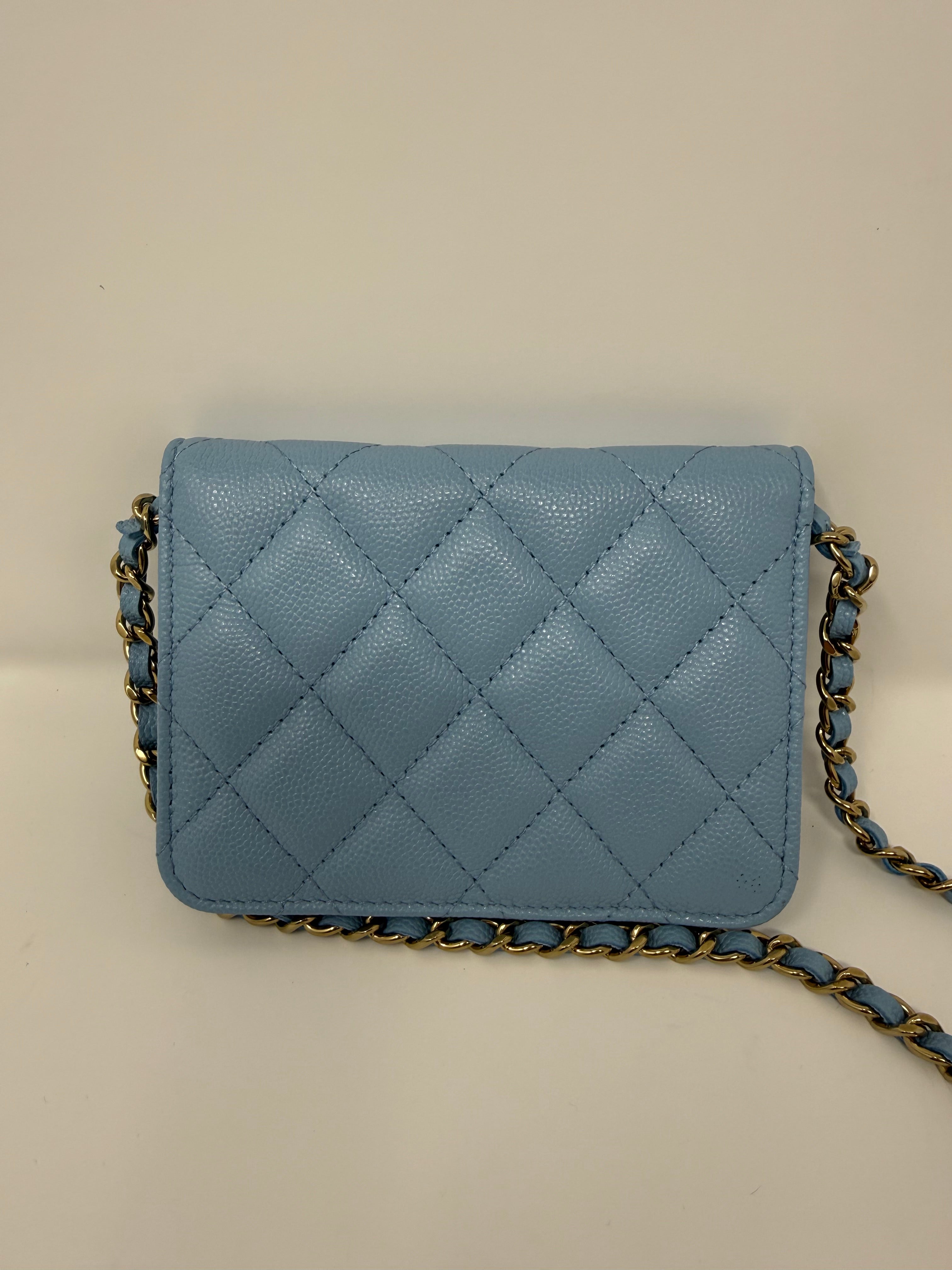 Chanel Mini Wallet on Chain (WOC) – Light Blue Caviar Leather