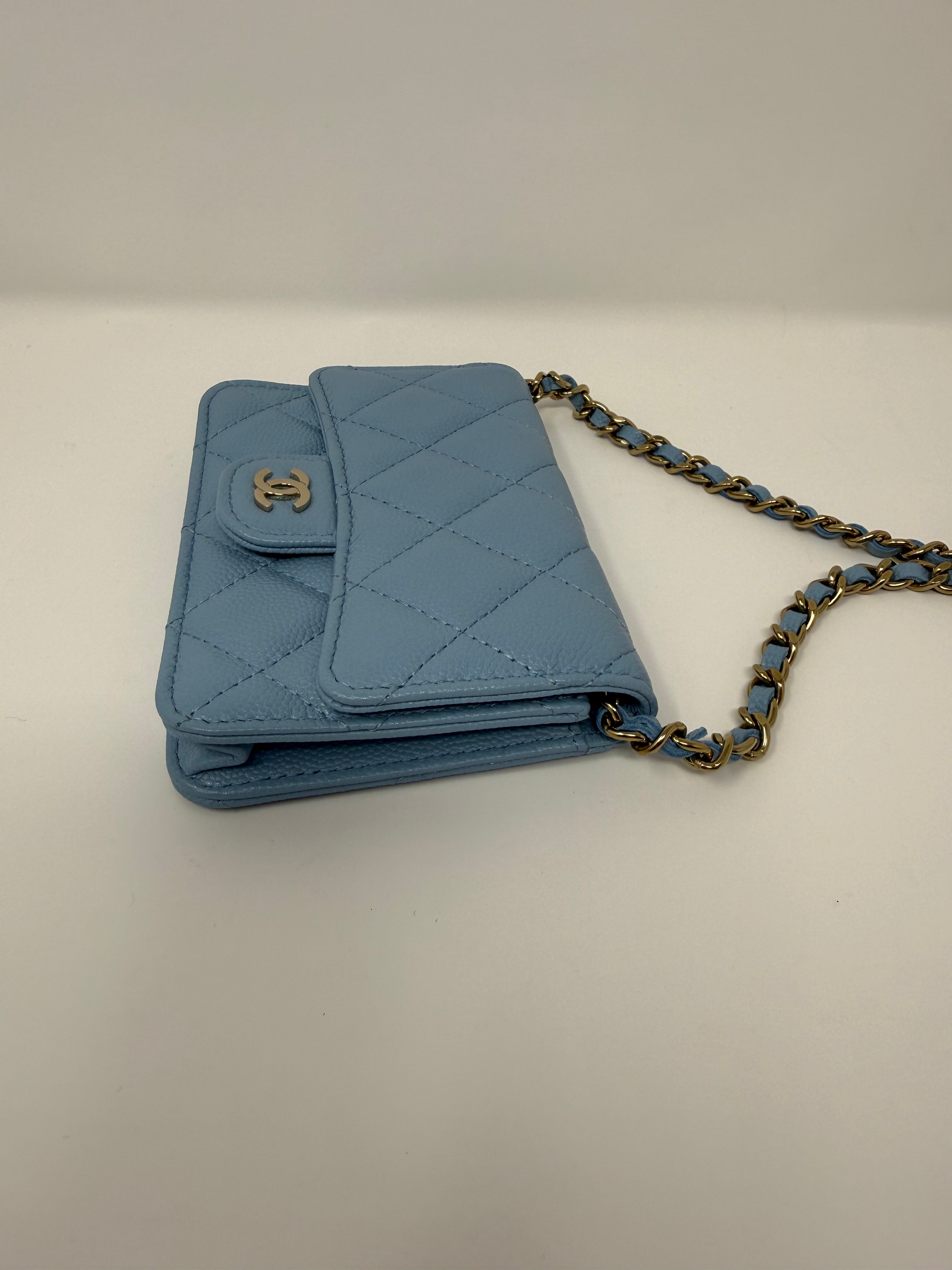 Chanel Mini Wallet on Chain (WOC) – Light Blue Caviar Leather