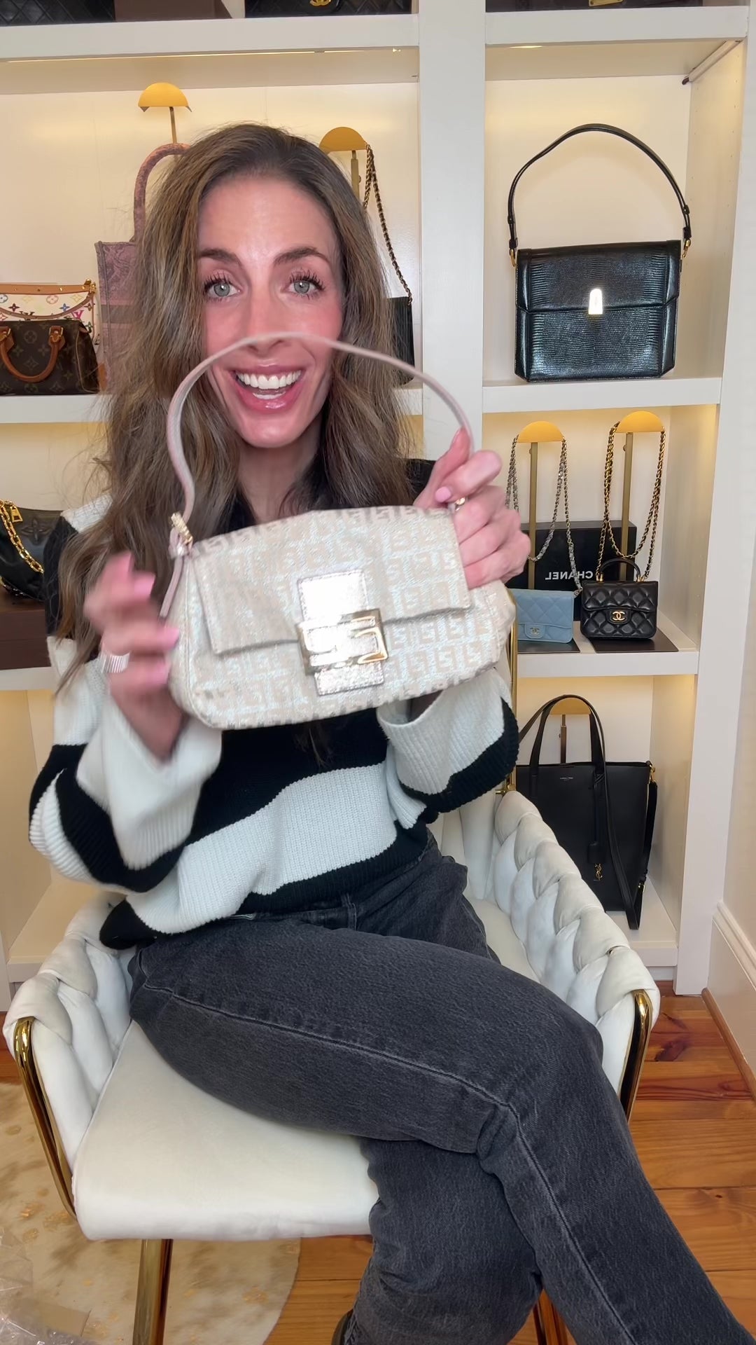 Fendi Vintage Mini Mamma Baguette Zucchino – Cipria Metallic (2005)