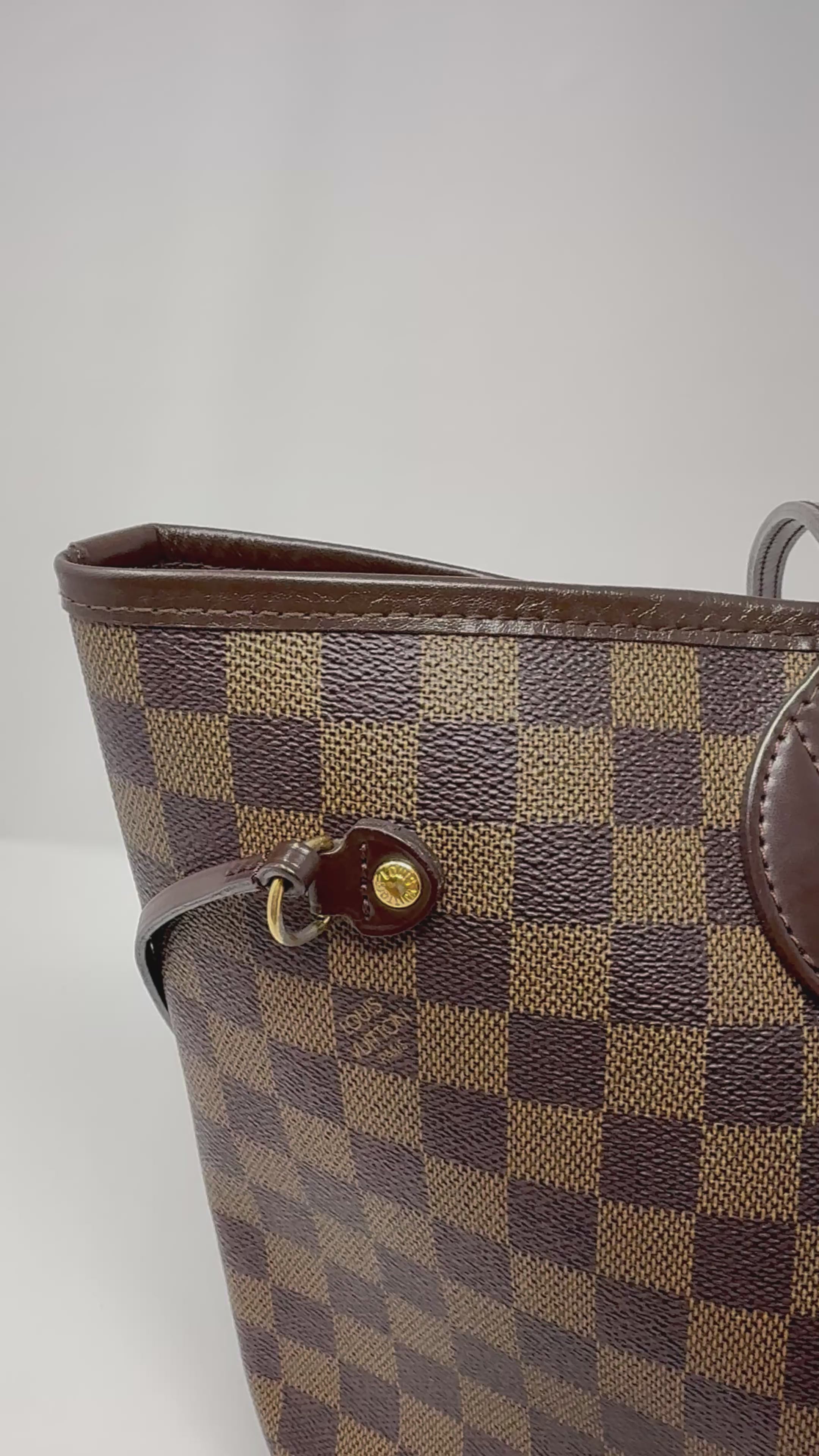 Louis Vuitton Neverfull MM Damier Ebene Tote Bag, Red Interior, 2008