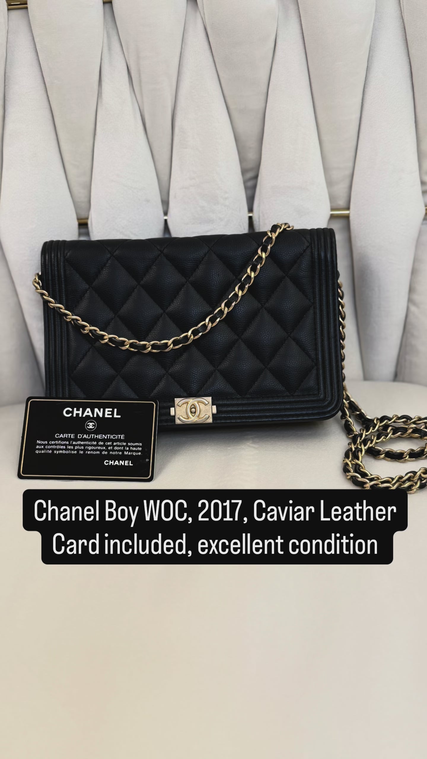 Chanel Boy Wallet on Chain – Black Caviar Leather, Gold Hardware (2017)